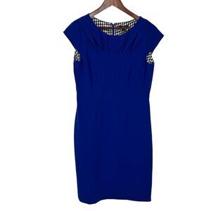 Tahari Arthur Levine Royal Blue Cap Sleeve Dress Women's 10